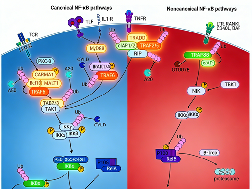How is the signaling pathway precisely regulated by targeting NF-κB p105 (Ser932)
