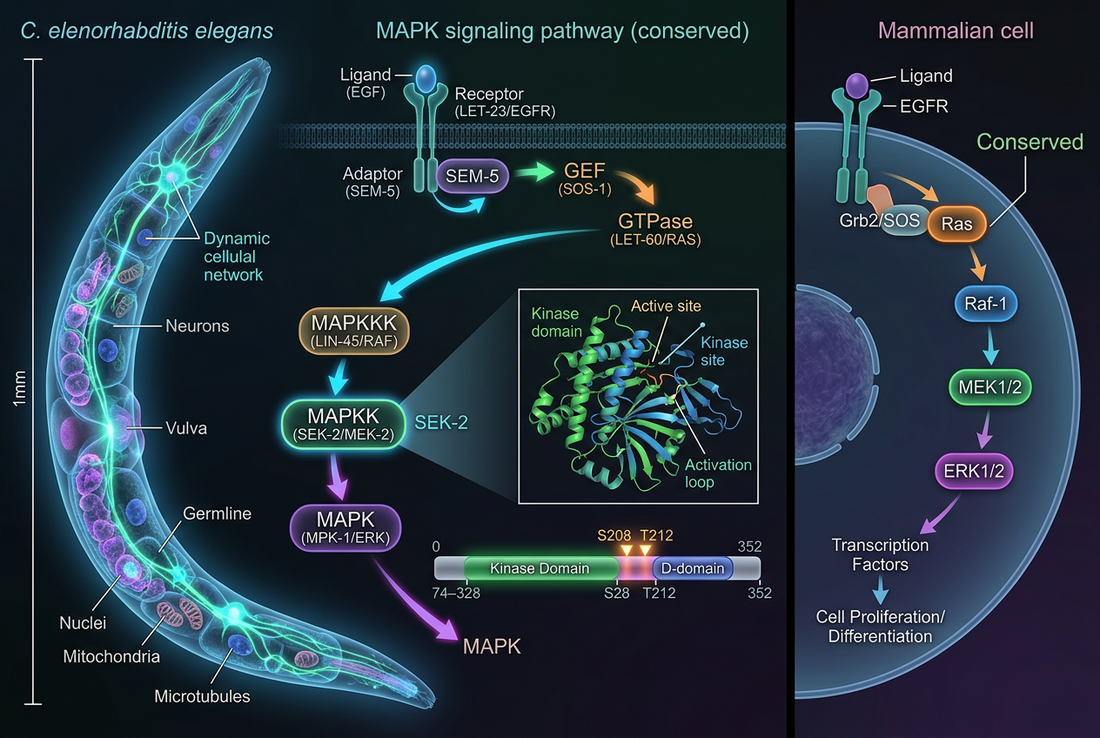 SEK-2 in C. elegans: A Conserved MAPK Node Across Stress, Development and Disease Models