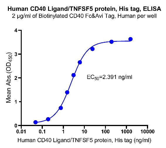Human CD40 Ligand/TNFSF5 protein, His tag