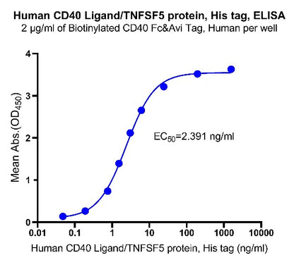 Human CD40 Ligand/TNFSF5 protein, His tag