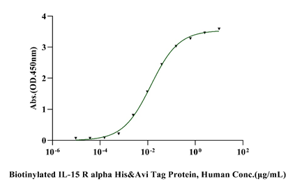 Biotinylated IL-15 R alpha His&Avi Tag Protein, Human
