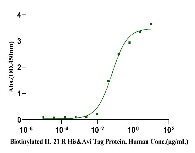 Biotinylated IL-21 R His&Avi Tag Protein, Human